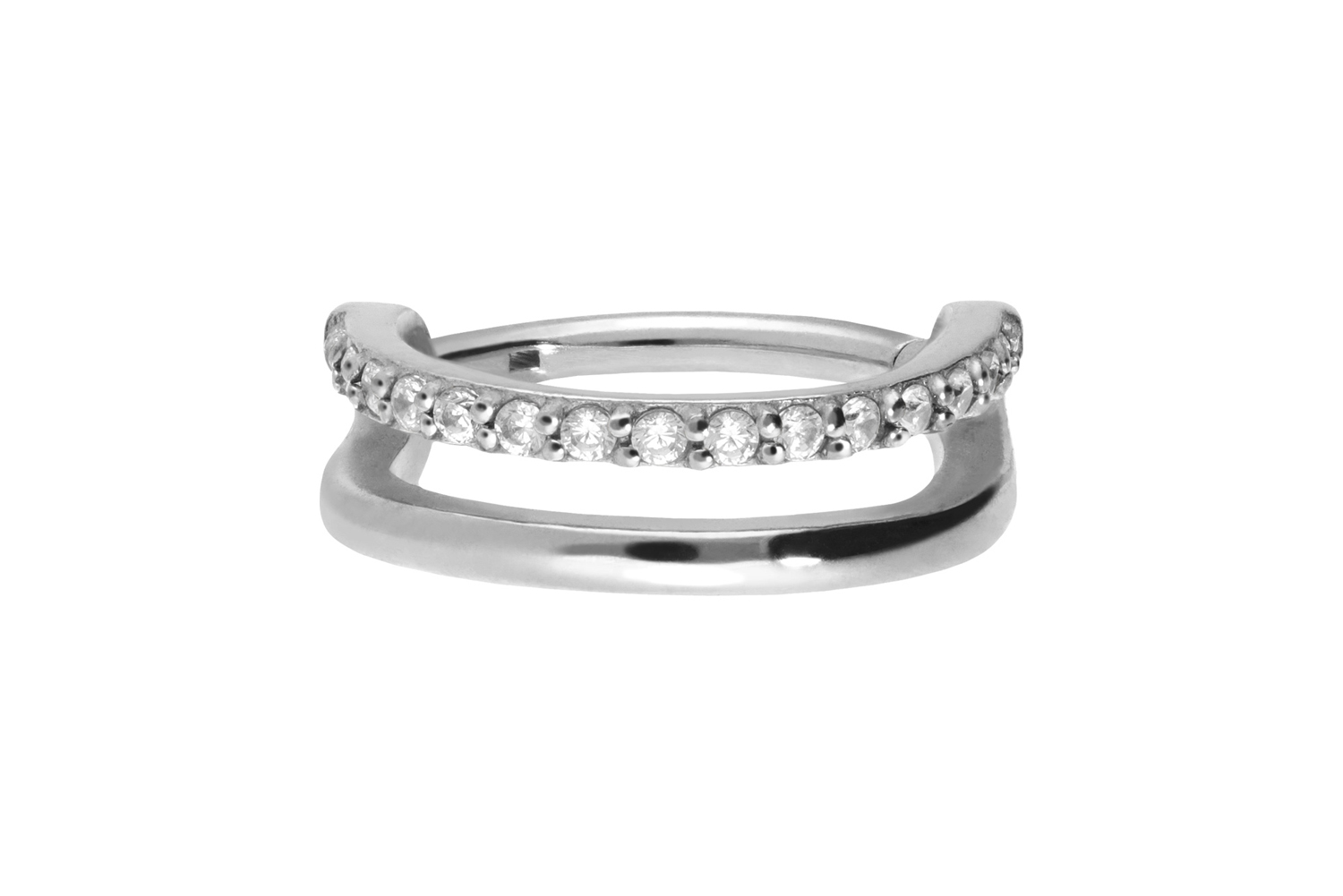 Chirurgenstahl Segmentring Clicker DOPPELRING + EINGEFASSTE KRISTALLE